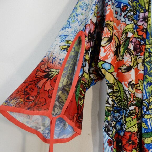 John Mark Embroidered Print KIMONO Jacket Size S Multi Tassel Sleeve NWT $119 - Picture 7 of 10
